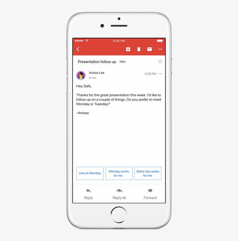 Smart Reply Is Rolling Out To English-language Iphone - Gmail Ai, transparent png download