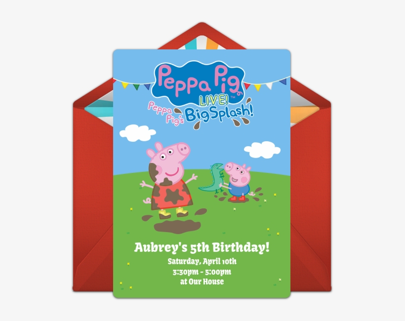 Peppa Pig Live Online Invitation - Peppa Pig Birthday Invite, transparent png download