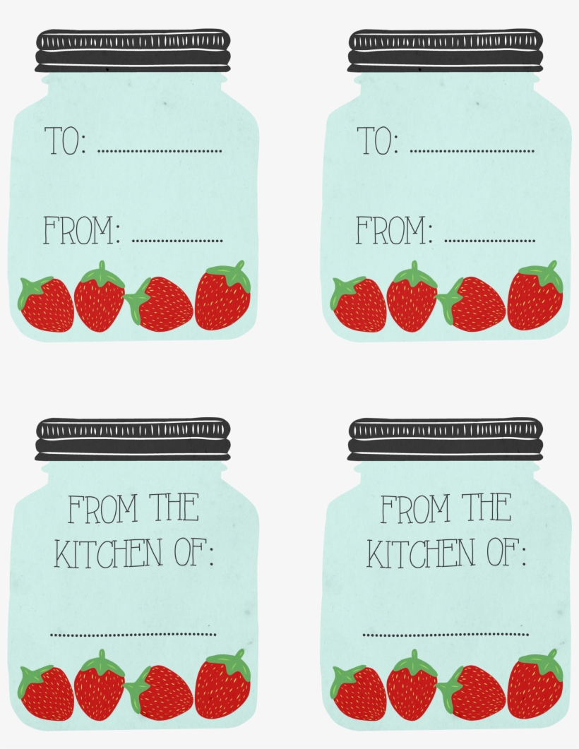 Mason Jar & Strawberry Gift Tags - Mason Jar Christmas Tags, transparent png download