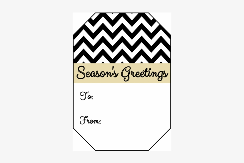 Chevron Season's Greetings Gift Tag Sticker - Seasons Greetings Gift Tag, transparent png download