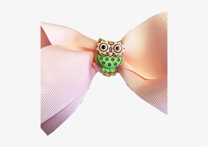 Large Pink Hair Bow With Cute Fall Owl Charmon French - Insect, transparent png download