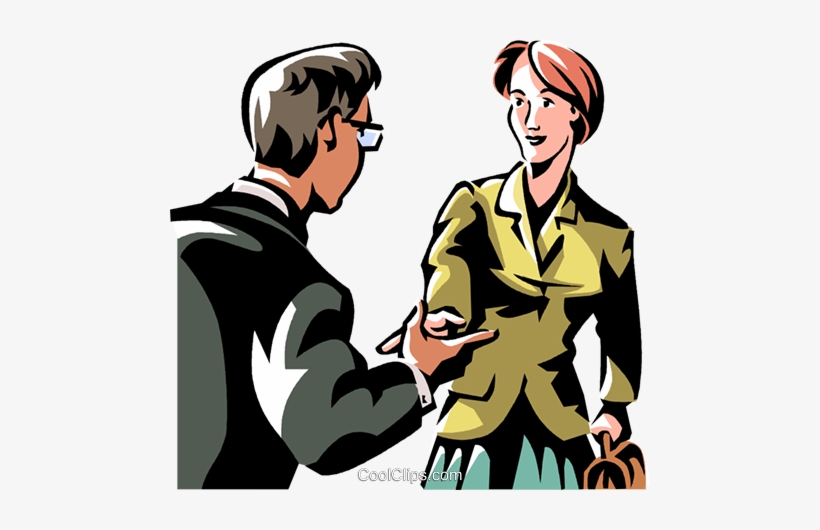 Two People Greeting Royalty Free Vector Clip Art Illustration - Cartoon, transparent png download