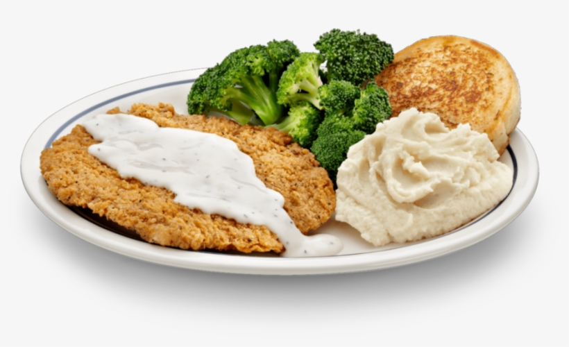 Country Fried Steak, Sausage Gravy, Toast, Broccoli, - Country Fried Steak Png, transparent png download