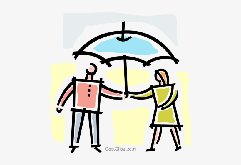 Two People Standing Under An Umbrella Royalty Free - Illustration, transparent png download