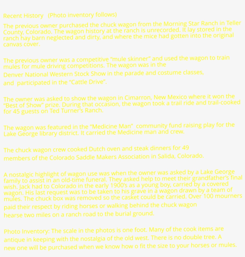 Recent History The Previous Owner Purchased The Chuck - Wagon, transparent png download