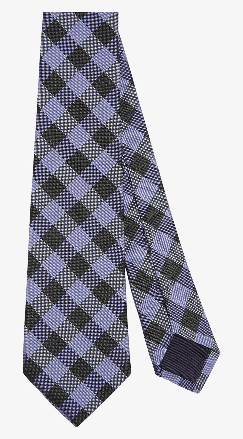 Blue, Azure And Purple Vichy Checked Silk Tie Fw18 - Checked Silk Tie, transparent png download