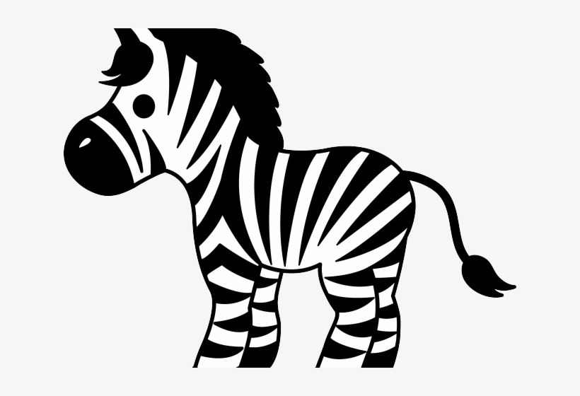 Drawn Zebra Clipart - Black And White Cartoon Zebra, transparent png download