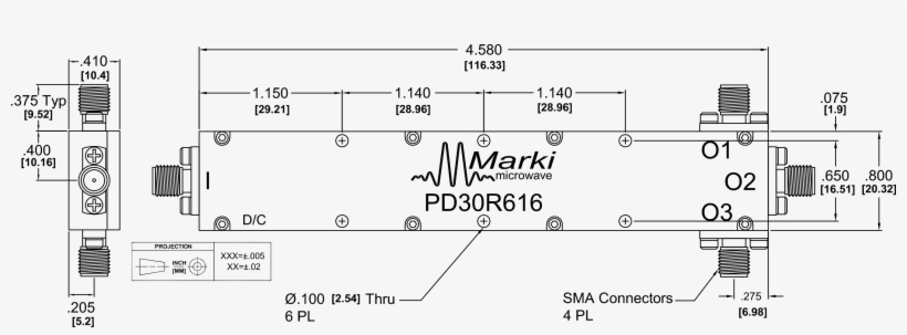Pd3-0r616 Power Divider Package Diagram - Package Diagram, transparent png download