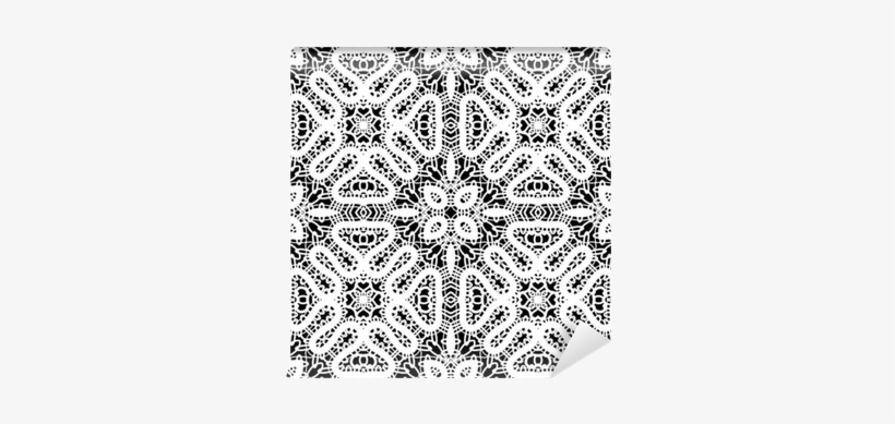 White Lace On Black Background, Seamless Pattern Wall - Circle, transparent png download