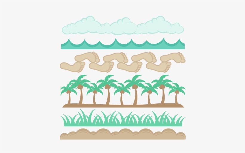 Beach Borders Set Svg Scrapbook Cut File Cute Clipart - Clip Art, transparent png download