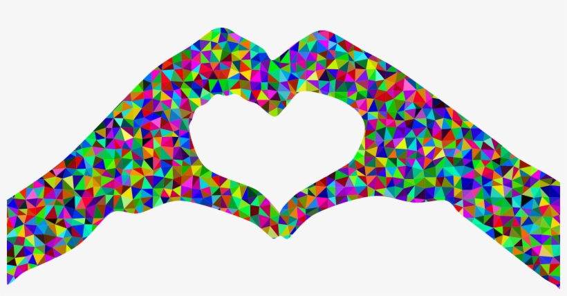 Low Poly Prismatic Heart Hands Silhouette Icons Png - Hands In The Shape Of A Heart Clipart, transparent png download