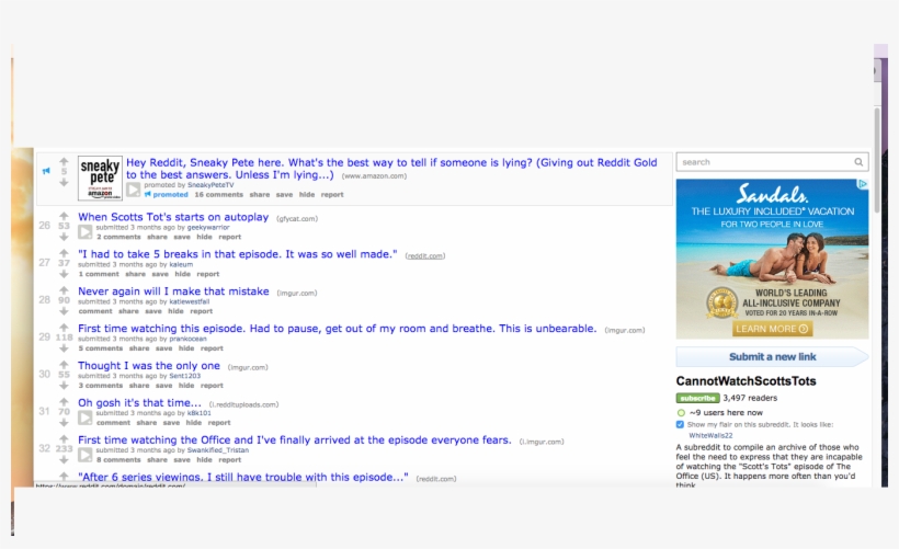 The Ad On /r/cannotwatchscottstots Sidebar - Office Episodes For Every Mood, transparent png download