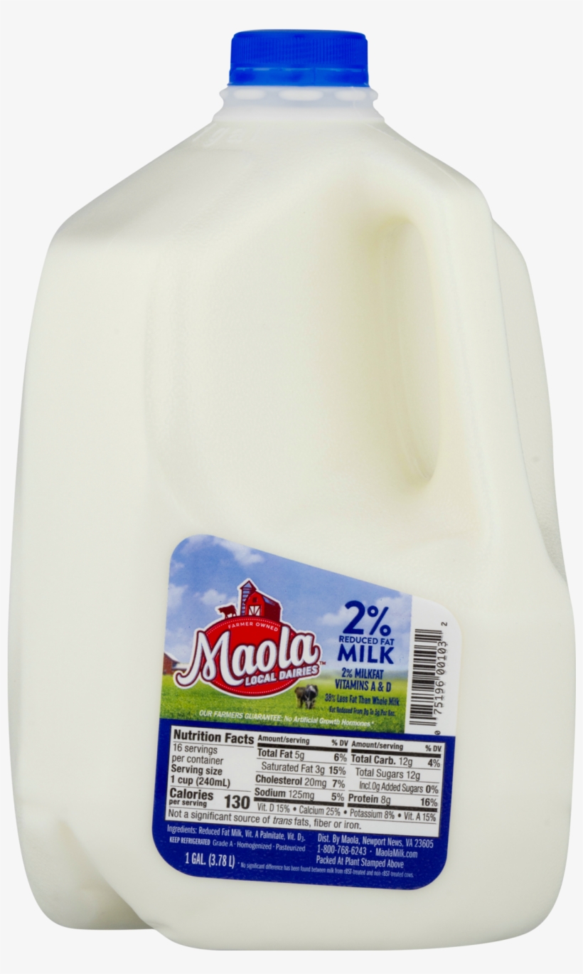 Maola 2% Reduced Fat Milk, 1 Gallon - Milk, transparent png download