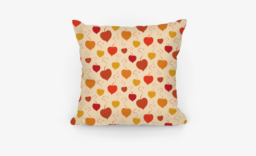 Falling Heart Shaped Autumn Leaves Pattern Pillow - Pillow, transparent png download