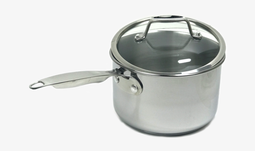 Stainless Steel Saucepan With Glass Lid - Steel, transparent png download