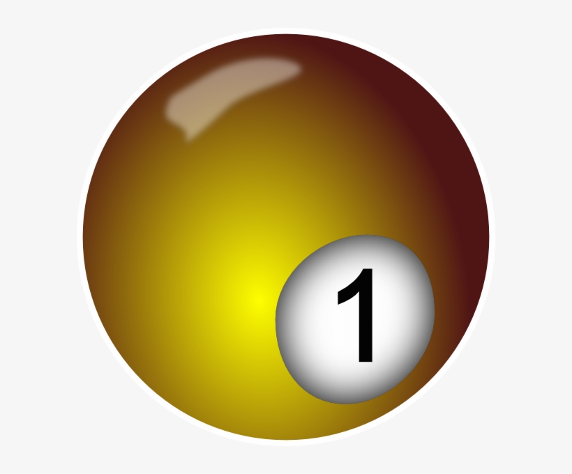 Billiard Ball Yellow Clip Art - Gambar Angka Bola Billiard 1, transparent png download