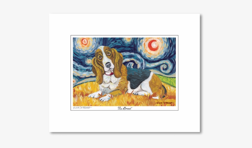 Basset Hound Starry Night Matted Print - Toland Home Garden Van Growl-basset Hound Garden Flag, transparent png download