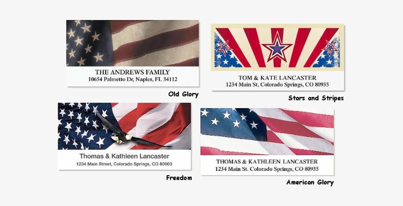 Stars And Stripes Patriotic Address Labels On Sheets - God Bless America Note Cards (pk Of 10), transparent png download