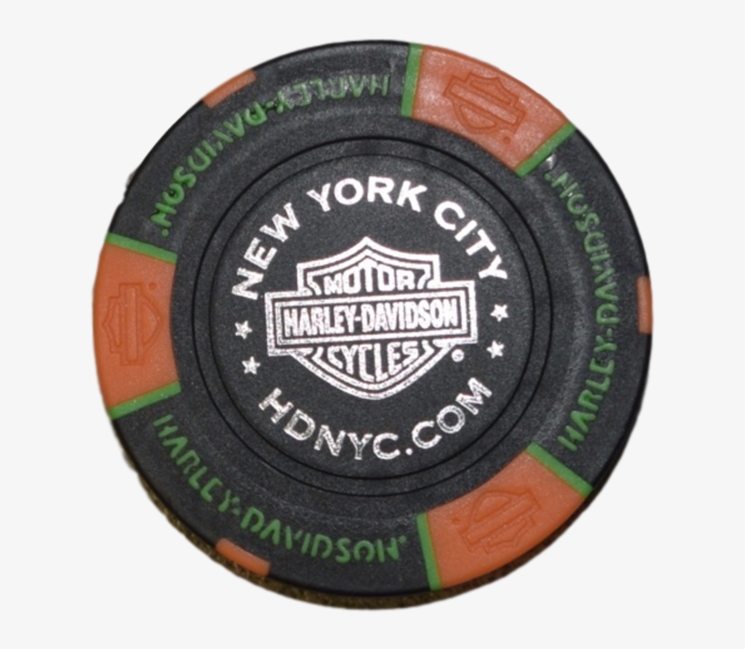 Nyc Black/orange/green Poker Chip - Pin Usa Harley-davidson Americana Flag With B&s, transparent png download