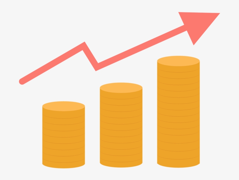 Golden Coins And Red Arrow Up - Data, transparent png download