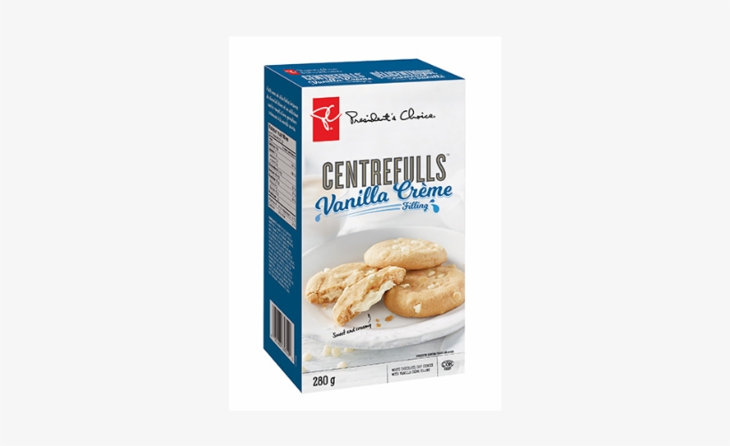 Pc® Centrefulls™ Vanilla Crème Filling White Chocolate - President's Choice Chocolate Cookies, transparent png download