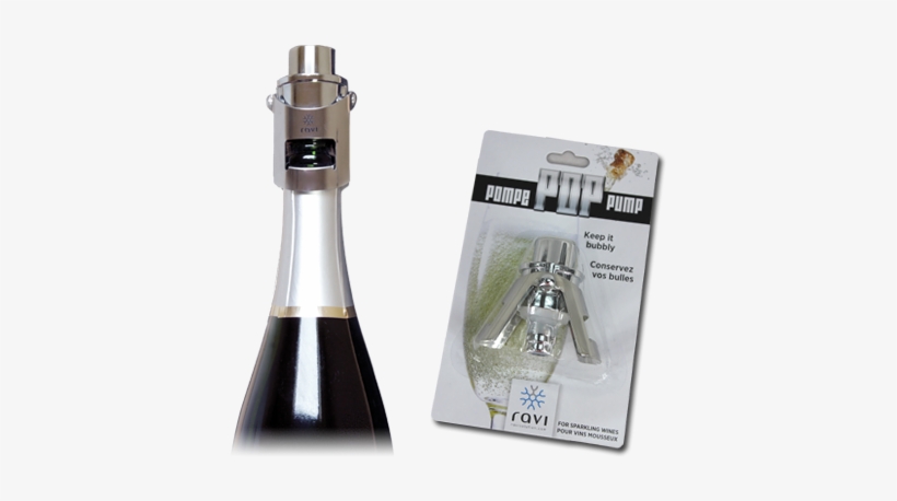 Ravi® Champagne Pop Pump/stopper, Chrome Finish - Ravi Champagne Pop Pump Bottle Stopper And Preserver, transparent png download