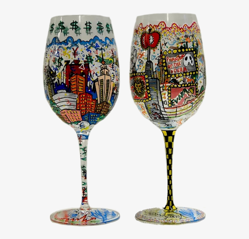 Financial Broadway Wine Glasses Fazzino - New York City Wine Glasses, transparent png download
