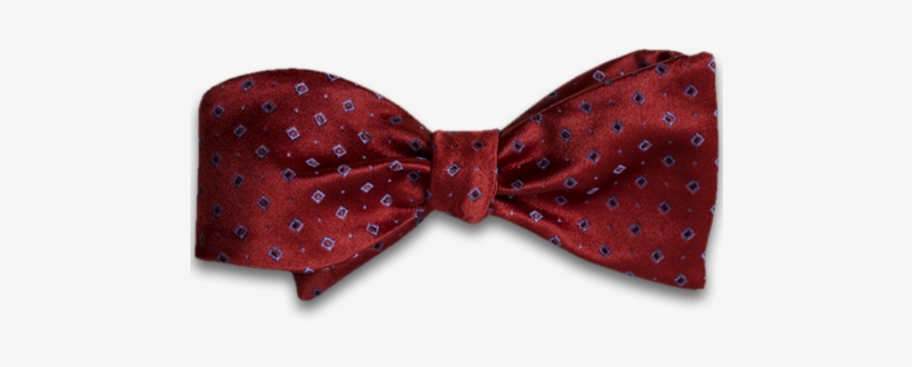 Red Satin Silk Self Tie Bow Tie With Blue Neat Pattern - Satin Silk Tie, transparent png download