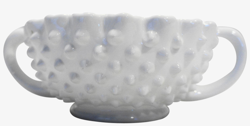 Fenton Hobnail Milk Glass Nut Bowl Handled - Bowl, transparent png download