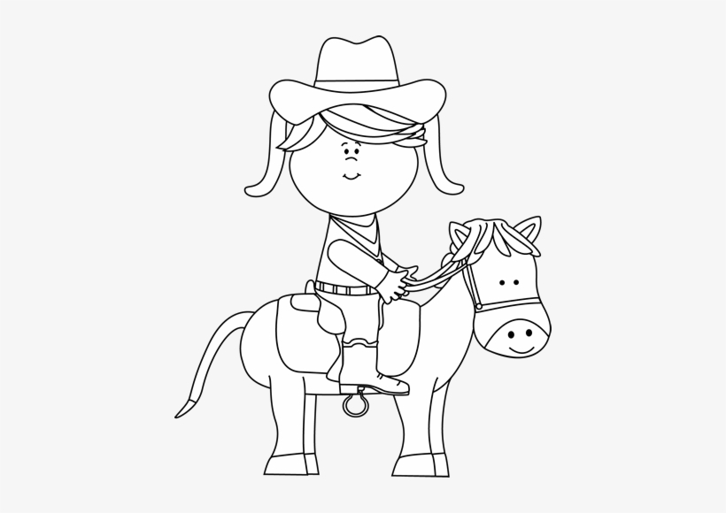 Western Clipart Black And White - Black And White Cowgirl Clipart, transparent png download