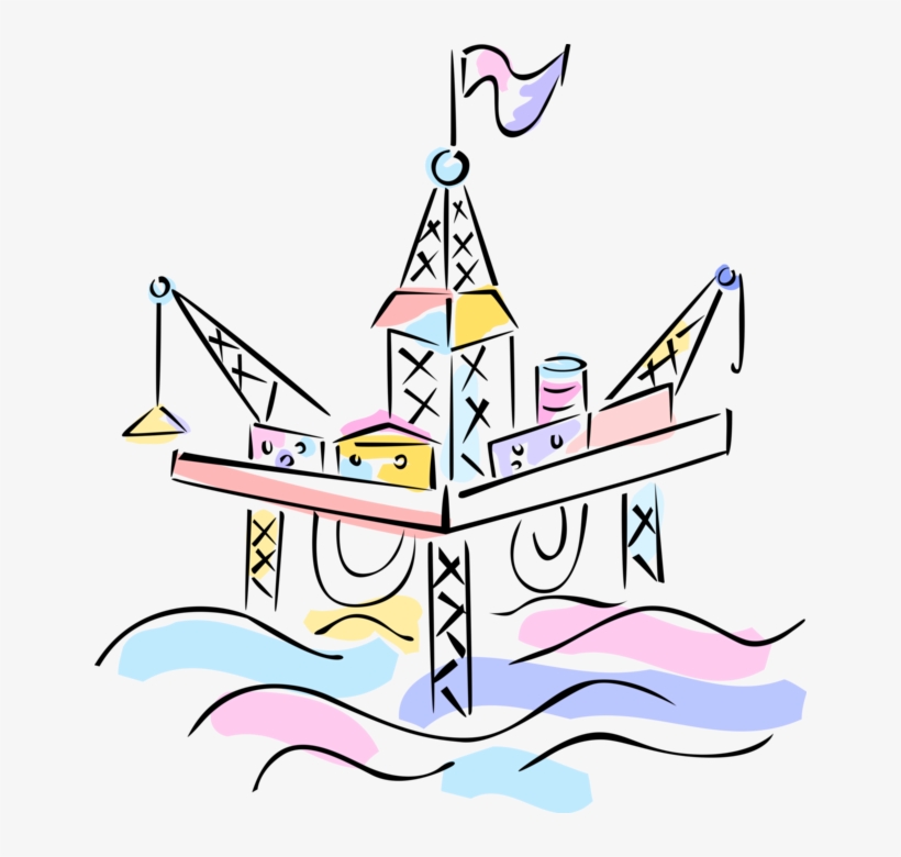 Vector Illustration Of Offshore Petroleum Fossil Fuel - Petroleum, transparent png download