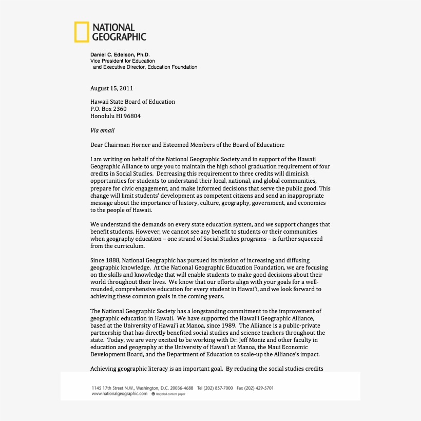 National Geographic Society Education Ngsef Is The - Application Letter For Master Degree, transparent png download