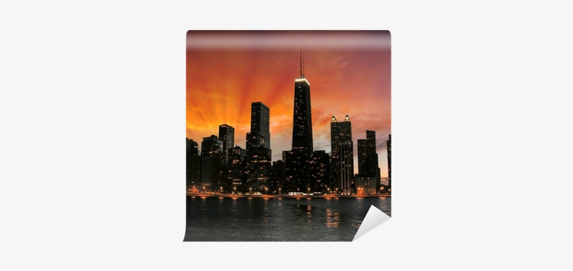 Wonderful Chicago Skyscrapers Silhouette At Sunset - Stranger Things Skyline Chicago, transparent png download