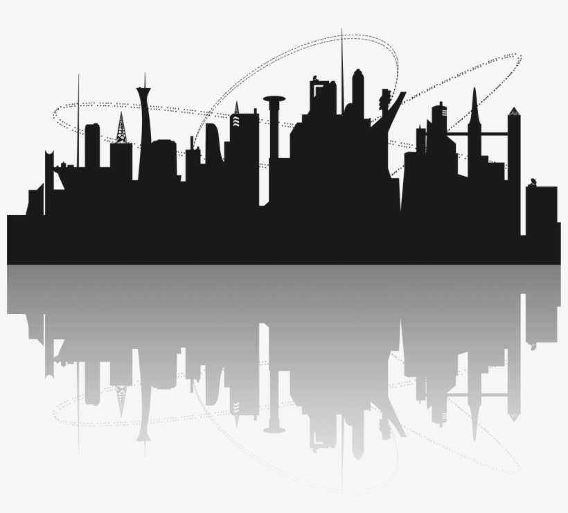 City Silhouette Futuristic - Silhouette New York City Sky Line, transparent png download