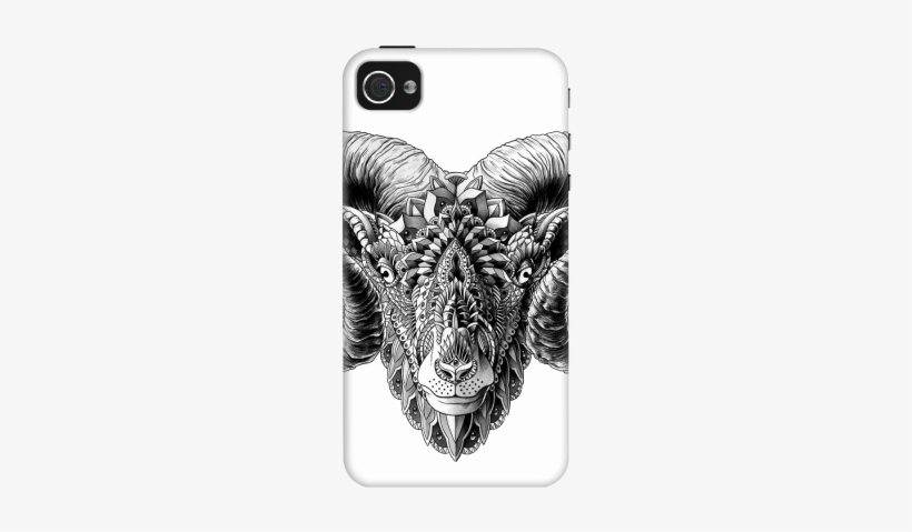 Rams Head Closeup Case For Iphone 4/4s - Big Horned Sheep Tattoos, transparent png download