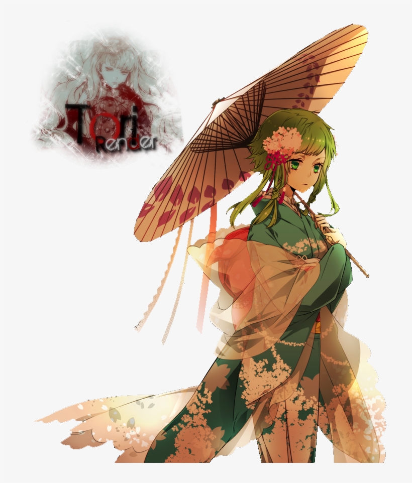 Green Haired Girl In Kimono, transparent png download