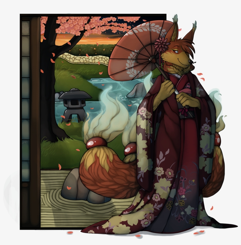 A Kitsune In A Kimono - Art, transparent png download