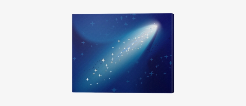 Comet On Dark Blue Sky With Snall Sparkling Stars Canvas - Poster: Annanurrka's Comet On Dark Blue Sky, transparent png download