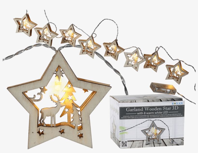 Guirlande De Led Avec Étoiles En Bois, transparent png download