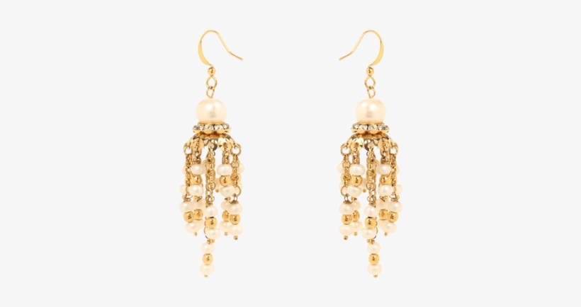 Gold Plated Pearls Garland Jhumki Earrings For Women - Earring, transparent png download