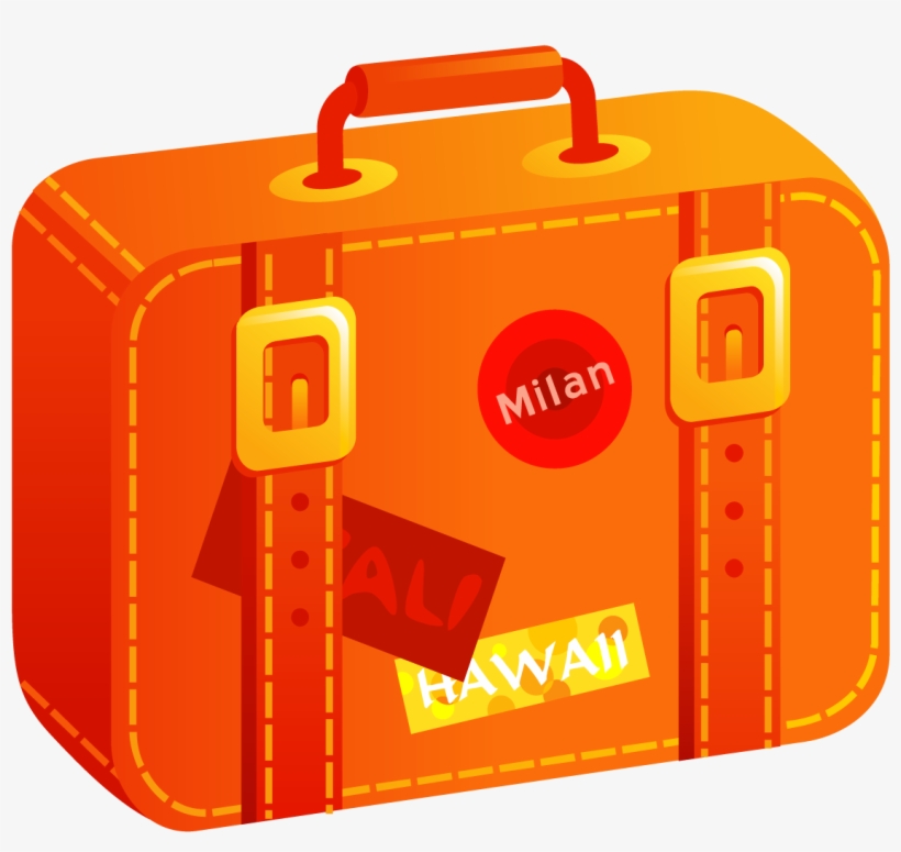 Vintage Suitcase With Funky Stickers - Vector, transparent png download