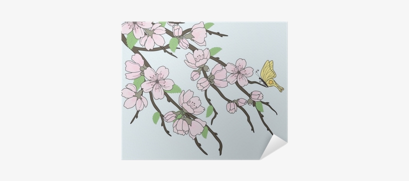 Beautiful Vector Sakura Branch With Flowers And Butterfly - Ramas Sakura, transparent png download