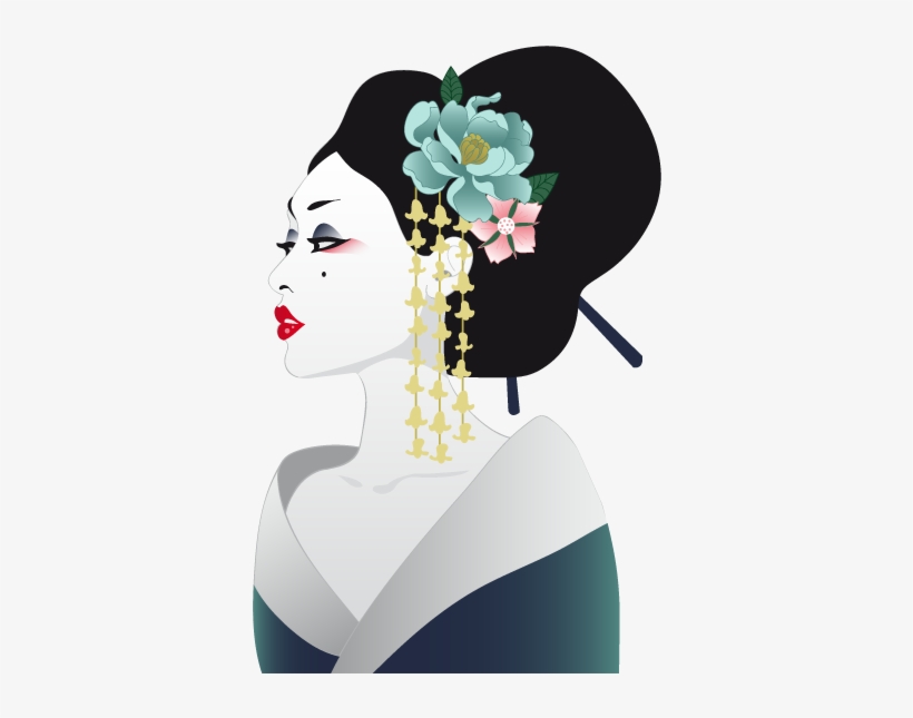 Japanese Geisha Wall Sticker - Japanese Woman Pillow Case, transparent png download