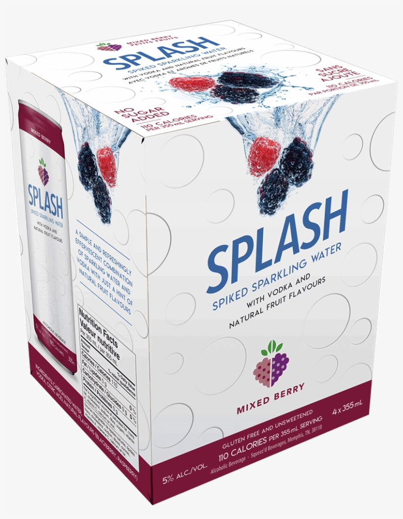 Splash Spiked Sparkling Water Mixed Berry - Splash Spiked Sparkling Water, transparent png download