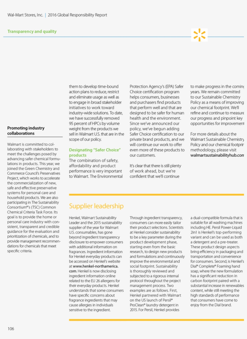 Henkel's Recognition In Walmart's 2016 Global Responsibility - Alphabetized Bible, transparent png download