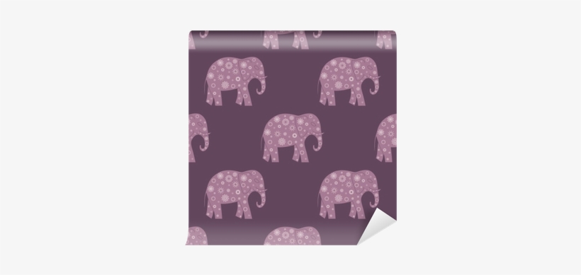 Seamless Pattern With Elephants And Flowers - Wallpaper, transparent png download