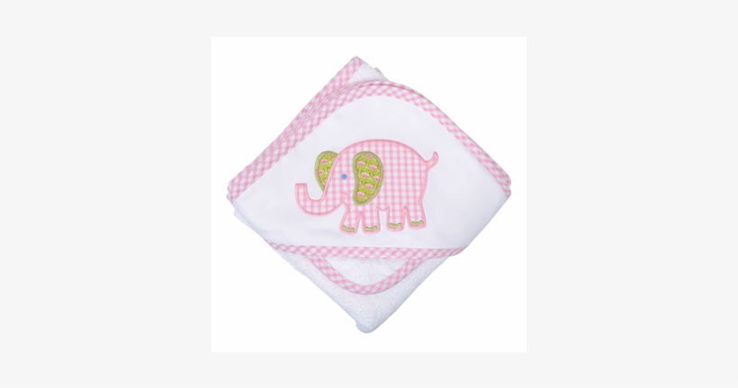 Pink Pastel Elephant Hooded Towel & Washcloth Set - Flower, transparent png download
