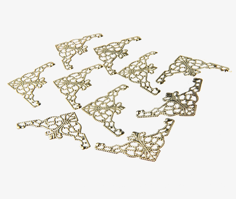 10 Filigree Gold Corners - Silver, transparent png download