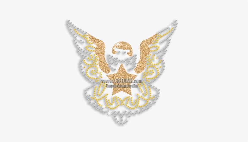 Cute Gold Angel Iron-on Glitter Rhinestone Transfer - Golden Eagle, transparent png download
