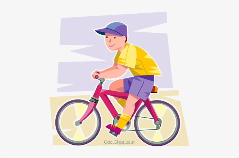 Niño En Su Bicicleta Libres De Derechos Ilustraciones - Menino De Bicicleta Vetor, transparent png download